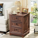 18" Farmhouse Night Stand with 3 Drawers, Wood End Table Dresser for Bedroom, Retro Nightstand, Bed Side Table with Metal Handle, Bedside Cabinet for Bedroom Living Room, Closet by CozyNest Decor