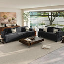 2 Pieces Corduroy Couch Set for Living Room, Black Cloud Sofa, Deep Seat Floor Couch for Bedroom, Futon Modern Sofa Sectional Bed, Black Corduroy by CozyNest Decor