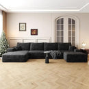 136" Sectional Couches for Living Room Modern Modular Sofa with L-Shape Couchs Upholstered Boneless Couch Deep Seat Sectional Couch with Chaise (Black, Left Facing Chaise+3Seaters+Ottoman) by CozyNest Decor