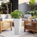 Kante Tall Round Planter Set of 2, 29 Inch Tall Decorative Planter Pots for Outdoor Indoor Garden Patio Front Porch (White) by GreenHaven Gardens
