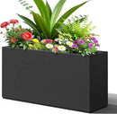 FENCY Metal Rectangular Planter Box, Large Planters for Outdoor Plants, Tall Planters for Outdoor Plants with Drainage Holes (32" L x 10" W x 16.3" H,Black) by CozyNest Decor