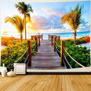 Delur Beach Sunset Tapestry Tropical Seaside Palm Tree Coastal Tapestry Wall Hanging Sunrise Nature Landscape Scenic Psychedelic Headboard for Bedroom Living Room Home Decor (59.1" x 78.7") by CozyNest Decor