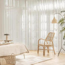 FMFUNCTEX Linen Sheer Pinch Pleated Curtains for Living Room, Linen Flax Beige 96 Inches Long Sheer Curtain Panels for Bedroom, Natural Back Tab Window Drapes for Farmhouse, Rod Pocket 2 Panels by CozyNest Decor