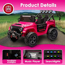 24V 2 Seater Ride On Truck with Remote Control 4WD Electric Car for Kids Ride On Car Battery Powered Ride On Toy Car with Music Player, LED Lights, Bluetooth, Rear Shock Absorber, Hot Pink by TinyTreasures Baby Boutique