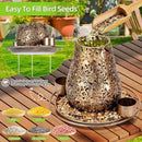 Mushroom Solar Bird Feeders for Outdoors Hanging Metal Wild Bird Feeder Garden Lantern with S Hook for Garden Decoration Brown by GreenHaven Gardens