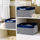 TcaFmac Storage Basket for Organizing - Large 4 Pack Foldable Storage Bins Baskets for Shelves with Ropes, Fabric Storage Cubes for Cloth Toy Gift Kids (Navy & White 16x12x8 inch) by CozyNest Decor