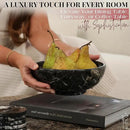 Gusto Nostro 8" Luxury Black Marble Decorative Bowl for Coffee Table - Elegant Modern Fruit Bowl for Kitchen Counter - Heavy Stone Entryway Catch all for Keys, Jewelry, Potpourri Holder Centerpiece by CozyNest Decor