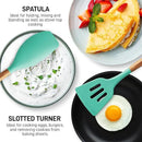 Zulay Kitchen Non-Stick Cooking Utensils Set with Authentic Acacia Wood Handles – 5-Piece Durable & Stylish Silicone Kitchen Utensils Set – Heat Resistant to 464°F – Mint by CozyNest Decor