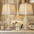 28.5" Table Lamps Set of 2 - Bedside Lamp with Fabric Shades - for Bedroom and Living Room with USB and Nightlight - Perfect for Nightstands and Bedrooms by CozyNest Decor