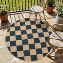 Lahome Checkered 4 ft Easy Jute Round Rug, Washable Small Rugs for Entryway Patio, Farmhouse Non Slip Non Shedding Indoor Outdoor Circle Carpet for Kitchen Porch by CozyNest Decor