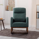 Dolonm Nursery Rocking Chair for Living Room, Upholstered Mid-Century Modern Nursery Rocking Armchair Tall Back Accent Glider Rocker, Emerald by TinyTreasures Baby Boutique