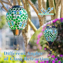 Bee Solar Hot Air Balloon Lantern Outdoor Waterproof, Green Mosaic Glass Hanging Solar Lantern Lights, Outdoor Hanging Lights for Patio Yard Garden Gift for Mom Grandma Women by GreenHaven Gardens