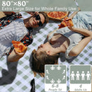 80"x80" Extra Large Waterproof Outdoor Mat - Sandproof Foldable Picnic Blanket for Family Camping, Backyard, Beach Parties - Heavy Duty & Easy Storage (Green&White) by TinyTreasures Baby Boutique