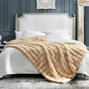 Cozy Bliss Faux Fur Throw Blanket for Couch, Fuzzy Soft Plush Thick Bubble Blanket for Sofa Bedroom Living Room, 60 * 80 Inches Beige by CozyNest Decor