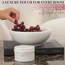 Gusto Nostro 8" Luxury White Marble Decorative Bowl for Coffee Table - Elegant Modern Fruit Bowl for Kitchen Counter - Heavy Stone Entryway Catch all for Keys, Jewelry, Potpourri Holder - Medium Size by CozyNest Decor