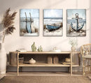 3Pcs Coastal Beach Canvas Wall Art Sailboat Paddle And Anchor Paintings Pictures Wall Decor Nautical Posters Prints Artwork Suitable for Living Room Bedroom Home Office Corridor Home Decroation by CozyNest Decor