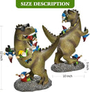 Garden Gnome Statues Garden Decor - Large Dinosaur Eating Gnomes Outdoor Decor for Patio,Lawn,Yard Decor - Uique Housewarming Gift by GreenHaven Gardens