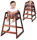 Alpine Wooden High Chairs for Babies and Toddlers with Safety Strap, Commercial Grade Restaurant High Chair, Durable Wood Space Saver Baby Feeding Chair, Ideal for Dining Spaces (2 Pack, Mahogany) by TinyTreasures Baby Boutique