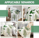 Sage Green Leaf Throw Blanket Mid-Century Green and Gold Boho Flannel Blankets for Couch Bed Living Room Sofa, Decorative Patterned Super Soft Cozy, 50x60 in by CozyNest Decor
