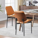 BV Dining Chairs Set of 2, PU Leather Armless Kitchen Chair in Modern Walnut Style, Mid Century Bentwood Side Chair with Metal Legs, Retro Accent Guest Chair for Kitchen Dining Room(Brown) by CozyNest Decor