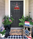 Interchangeable Welcome Sign for Front Door Red Farmhouse Truck Decor Hanging Sign with 11 Interchangeable Seasonal and Holiday Decor Signs 12x14 in. (Country Rustic) by CozyNest Decor