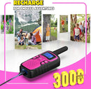 Wishouse Walkie Talkies for Kids Rechargeable Long Range,Xmas Birthday Gift for 4 5 6 7 8 9 Year Old Girls,Hiking Gear Camping Games Cool Toys with NOAA,SOS Siren,Lamp,Lanyards,Easy to Use,2 Pack by TinyTreasures Baby Boutique