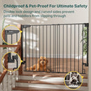Cumbor 34" Extra Tall No Bottom Bar Baby Gate for Stairs, Auto Close Dog Gate Indoor for Larger Pets, 31.6-48" Hardware Mounted Safety Gate for Doorways, Wide Walk Thru Door for Easy Access (Black) by TinyTreasures Baby Boutique