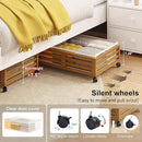 Under Bed Storage Containers With Wheels - 2 Pcs Bamboo Wood Rolling Underbed Shoe Storage Bins With Dust Bags for Clothes Blankets, Duvet Covers Snacks Toys (Walnut) by CozyNest Decor