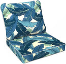 LVTXIII Outdoor Deep Seat Cushion 24"x24"x4" Patio Seat and Back Cushion Set Seasonal Chair Cushion for Dining Arm Chairs, Wicker Chairs and Garden Furniture Decoration, Swaying Palms Blue by GreenHaven Gardens