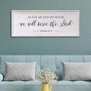 As for Me and My House We Will Serve the Lord Wall Decor - 32" x 12" Large Rustic Family Living Room Wood Framed Home Sign Joshua 24 15 Christian Bible Verse Plaque Hanging Wall Art(White) by CozyNest Decor