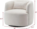 KINWELL 34" Wide Boucle Swivel Barrel Chairs Set of 2, No Assembly Round Upholstered Armchairs Accent Chairs Single Sofa Chair with Toss Pillow for Living Room and Bedroom, Beige by CozyNest Decor