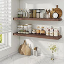 Fun Memories 40" Rustic Wood Floating Shelves with Invisible Brackets for Storage & Decor, Deep Wall Mounted Shelves for Bathroom, Kitchen, Living Room (Walnut, Set of 2) by CozyNest Decor