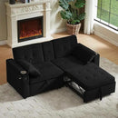 70" Queen Size Sofa Bed for Living Room – Pull-Out Sleeper Sofa Couch with Cup Holder, Phone Holder, USB Charging Port, Solid Wood Frame, Easy Assembly, Space-Saving Design for Small Apartments by CozyNest Decor