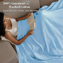 PHF 100% Cotton Waffle Weave Blanket Twin Size, Soft Lightweight Breathable Cozy Summer Blankets for Bed, Luxury Aesthetic Woven Bedding for Home Decor, 66"x90", Sky Blue by CozyNest Decor