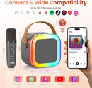 Mini Karaoke Machine for Kids Adults, Portable Karaoke Microphone Singing Speaker Bluetooth Karaoke Player with 2 Wireless Mic, Birthday Gifts for Girls Boys 4-12 Year Old, Family Home Party(Grey) by TinyTreasures Baby Boutique