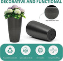 22.8" Resin Planters for Outdoor Plants, Set of 2 Modern Large Flower Pots with Handmade Brushed Metal Finish, Weather Resistant for Indoor/Outdoor Year-Round Use by CozyNest Decor
