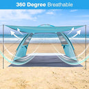 DLUCKY Beach Tent for 1/2/3/4/5/6 Person,Anti-UV Portable Sun Shade ShelterUPF 50+,Both Sides Extendable Floor,Extendable Awning,with 2 Ventilating Mesh Windows,Lightweight & Easy Setup. by TinyTreasures Baby Boutique