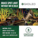 GKOLED 12V Brass Landscape Spotlight, LED Low Voltage Landscape Lighting, Outdoor Adjustable Lights for Yard Wall Lawn Tree Patio Garden, Waterproof Directional Up Light, No MR16 Bulb by GreenHaven Gardens