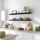 48 Inch Floating Shelves for Wall Rustic Black Wood Wall Shelves for Bedroom Set of 4 by CozyNest Decor