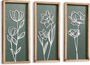 3D Floral Green Wall Art (Set of 3) Lightweight, Wooden Ready-to-Hang Boho Framed Wall Art for Bathroom, Master Bedroom, Living Room or Office - Premium Sage Green Farmhouse Decor - Gift-Boxed by CozyNest Decor
