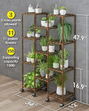 Bamworld Plant Stand With Wheels Indoor Outdoor Wood Plants Shelf for Multiple Plants 11 Pots,Tall Large Flower Holder for Living Room, Patio, Balcony, Garden by GreenHaven Gardens