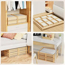 Bamboo Under Bed Storage Containers- Underbed Organizer with Wheels with Large Dust Bag,Sturdy Wood Rolling Under the Bed Shoe Storage Organizer Drawer 2 Packs (Nature, Small) by CozyNest Decor