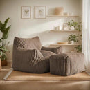 Giant Bean Bag Chairs for Adults, Oversized Chaise Lounge Chair Indoor with Memory Foam - Plush Boneless Lounger & Ottoman for Bedroom, Living Room, Gaming & Reading, Lazy Floor Sofa Chair, Khaki by CozyNest Decor