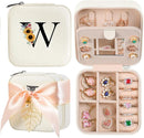 AYGXU Travel Jewelry Box for Women and Girls - Small Case With Initial A-Z - Teacher Gifts by TinyTreasures Baby Boutique