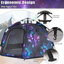 Portable Hexagon Kids Play Tent with LED Strip Lights Indoor Children Play House Easy Set-up Space Dream Tent for Night.4-5 Person Large Tents & Birthday Gifts by TinyTreasures Baby Boutique