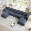 CHITA Oversized Modular Sectional Fabric Sofa Set, FSC Certified Extra Large U Shaped Couch Reversible Chaise Modular Sectional Couch,146 inch Width,6 Seat Modular Sofa with Storage Ottomans, Blue by CozyNest Decor
