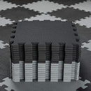 qqpp EVA Rubber 18 Tiles Interlocking Puzzle Foam Floor Mats - Baby Play Mat for Playing | Exercise Mat for Home Workout. Black, Gray. QC-DLb18N by TinyTreasures Baby Boutique
