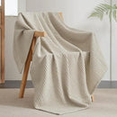 PHF Ultra Soft Waffle Weave Throw Blanket 50"x 60"- Washed Lightweight Breathable Cozy Woven Blanket for Bed - Aesthetic Decor for Couch Bedding Sofa Home Car - Light Khaki/Linen by CozyNest Decor