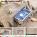 18" Farmhouse Night Stands Set of 2 with Charging Station, 2 & 3 Drawers End Table Dresser for Bedroom, Oak Wooden Nightstand, Bed Side Table with Open Shelf, Bedside Cabinet for Living Room by CozyNest Decor