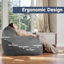 Oversized Bean Bag Chair for Adults, Giant Comfy Plush Boneless Bean Bag Couch with Filler for Kids - Reading Chair for Living Room, Bedroom & Dorm, Single Accent Chair Floor Lounger, Gray by CozyNest Decor